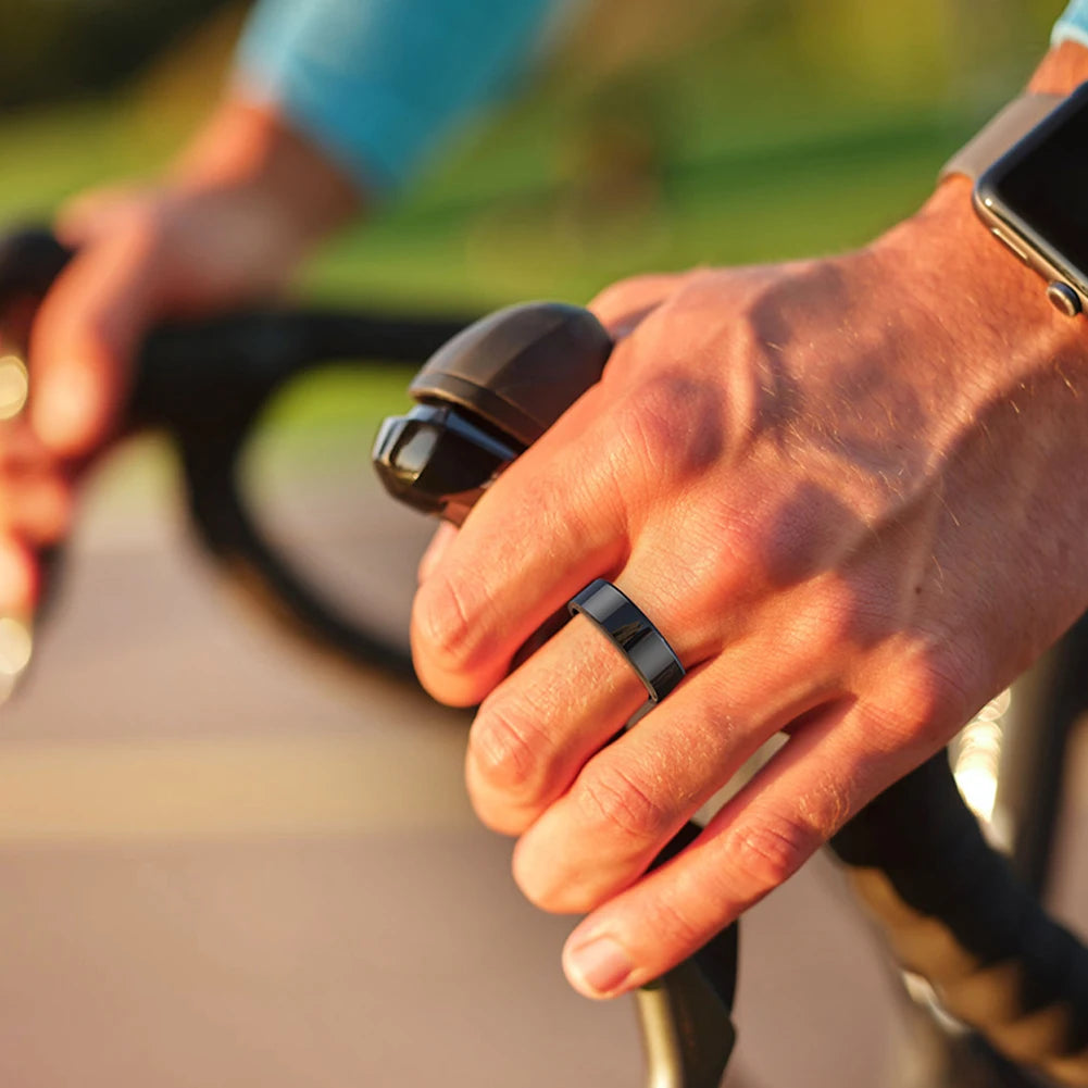 a photo of a hand wearing smart ring to monitor the viral status of the body of the user.