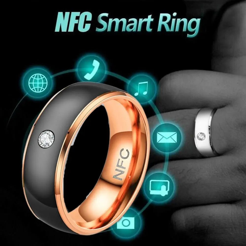 photos of two smart rings.R02 For Xiaomi Smart Ring Men Women Military Grade Titanium Steel Shell Health Monitoring IP68&3ATM Waterproof Multi-sport Mode