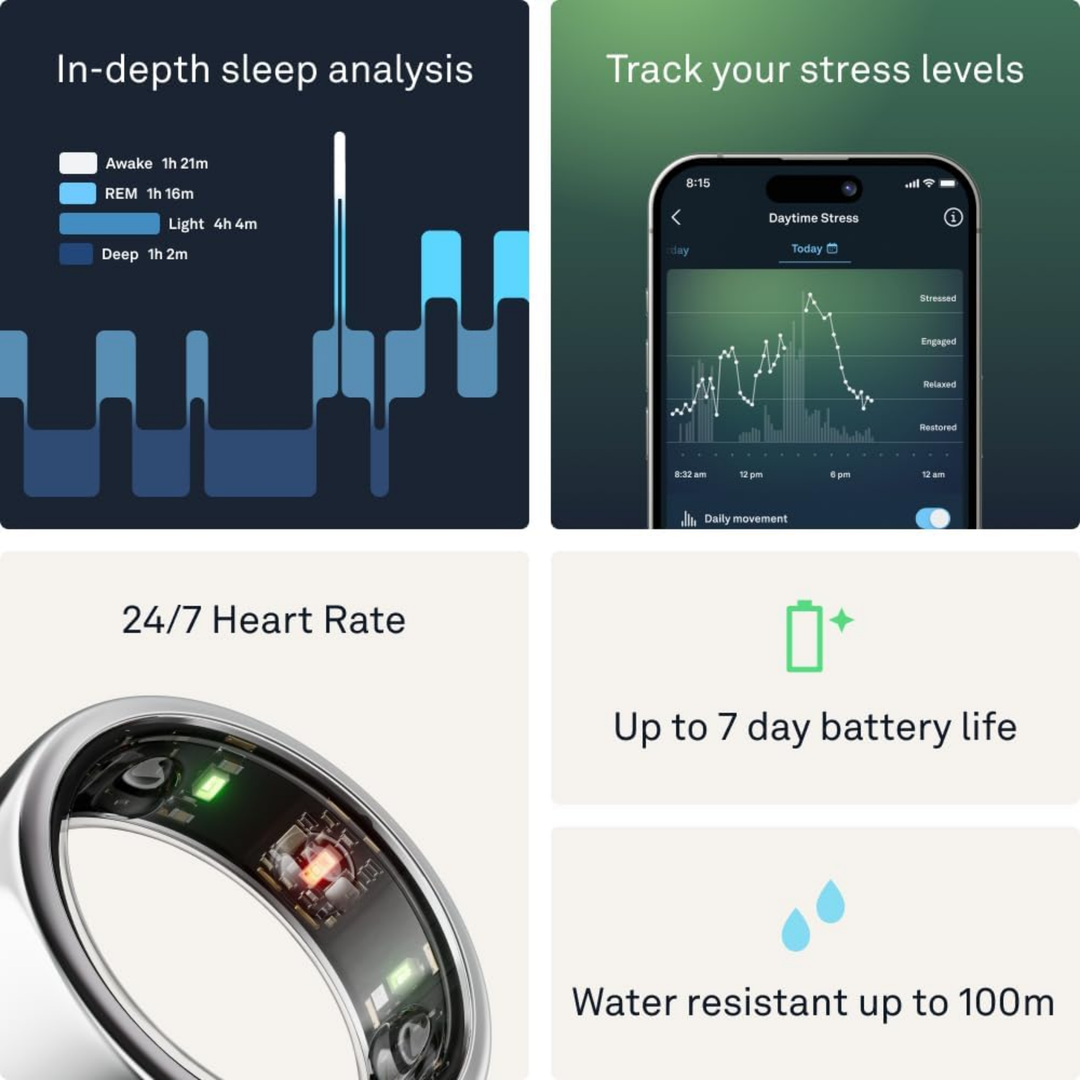 Smart Ring - Size First with Oura Ring Gen3 Sizing Kit - Sleep Tracking Wearable - Heart Rate - Fitness Tracker - 5-7 Days Battery Life