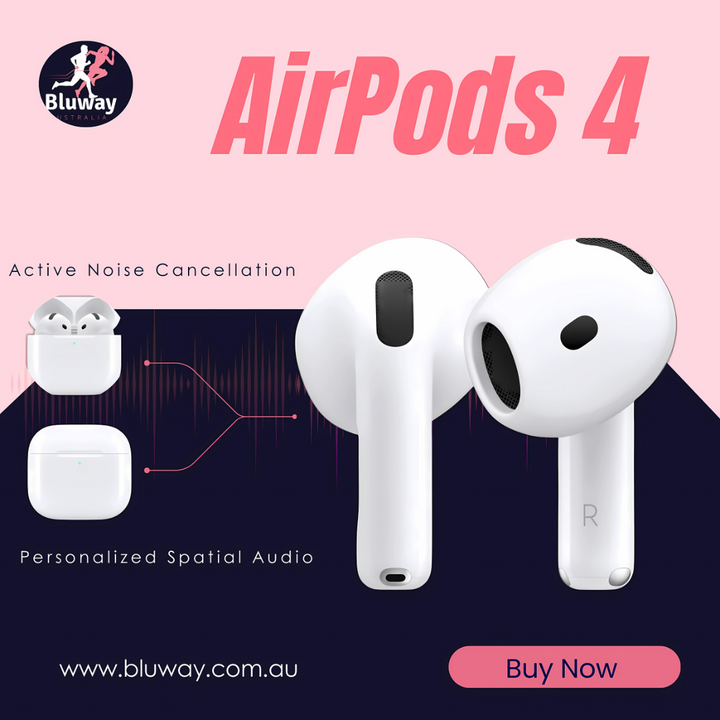 This is an image of AirPods 4 Wireless Earbuds, Bluetooth Headphones, with Active Noise Cancellation, Adaptive Audio, Transparency Mode, Personalized Spatial Audio, USB-C Charging Case, Wireless Charging, H2 Chip