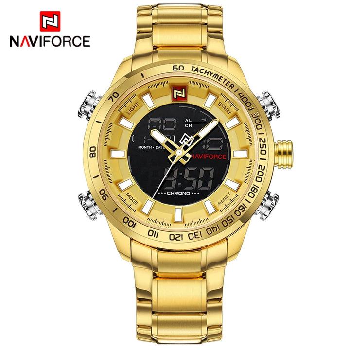 NAVIFORCE9093 Top Men's Dual Display Watches Waterproof Multi Functional Date Glow Fashion Brand Electronic Quartz Watch for Men