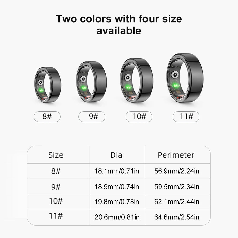 R02 For Xiaomi Smart Ring Men Women Military Grade Titanium Steel Shell Health Monitoring IP68&3ATM Waterproof Multi-sport Modes