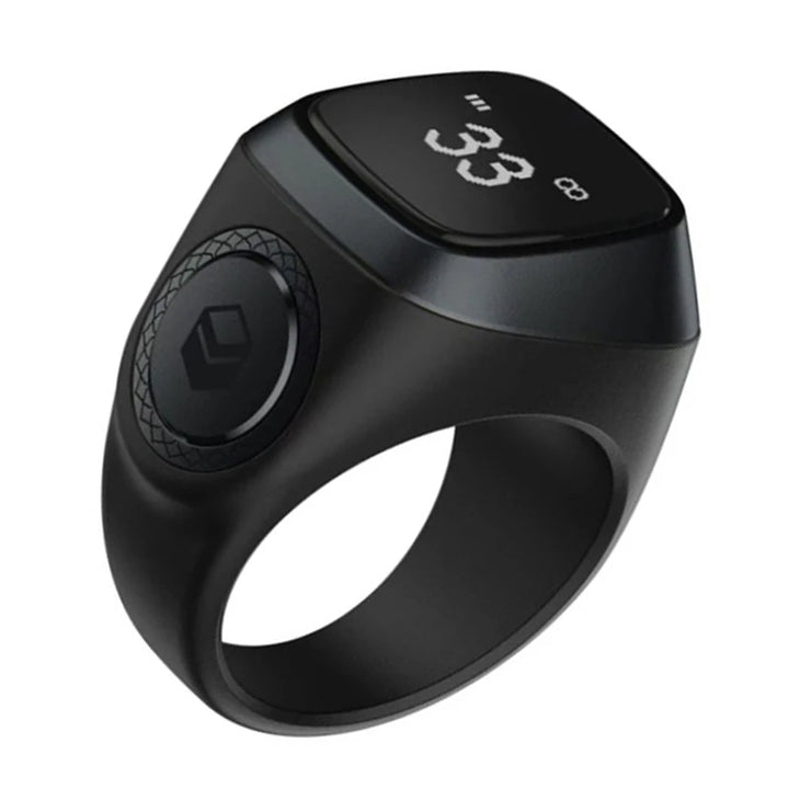 Image of Smart Ring Tasbih Tally Counter showing digital display and Bluetooth icon