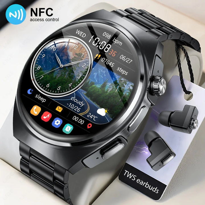 2024 New For HUAWEI Xiaomi Smart Watch With Earbuds TWS Bluetooth 2 in 1 Earphone Heart Rate Blood Pressure Monitor Sports Watch