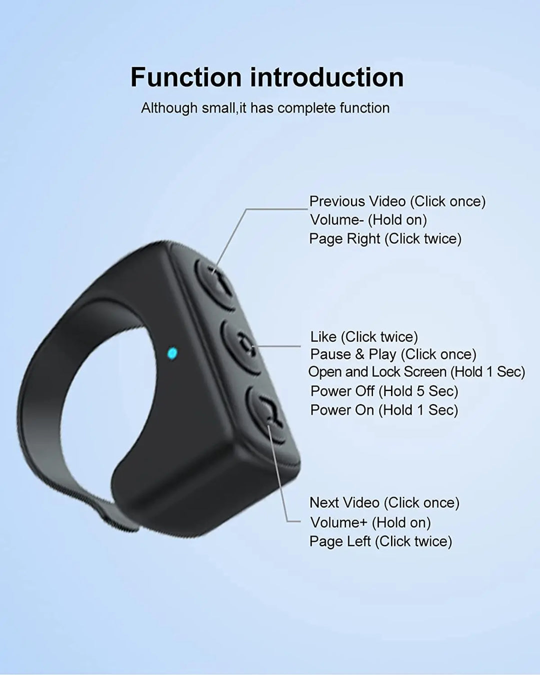 TikTok Remote Control Ring: Bluetooth Camera, Kindle App Page Turner, Video Recording Remote - TIK Tok Scrolling for iOS Android