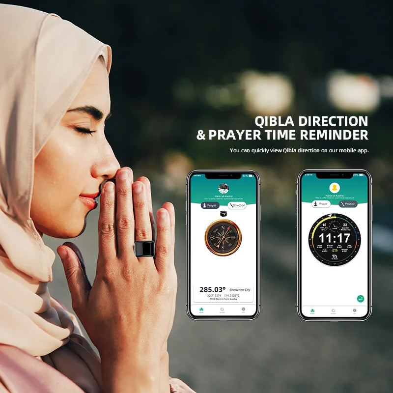 Explore the Equantu QB709 Bluetooth Prayer Counter Smart  Ring , featuring waterproof zinc alloy construction and advanced Bluetooth connectivity. Perfect for reliable and convenient prayer counting.