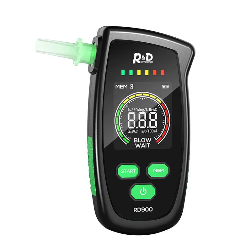 "Discover the R&D RD900 Alcohol Tester, a rechargeable digital breathalyzer ideal for personal and professional use. Ensure accurate alcohol testing with this portable and easy-to-use device."