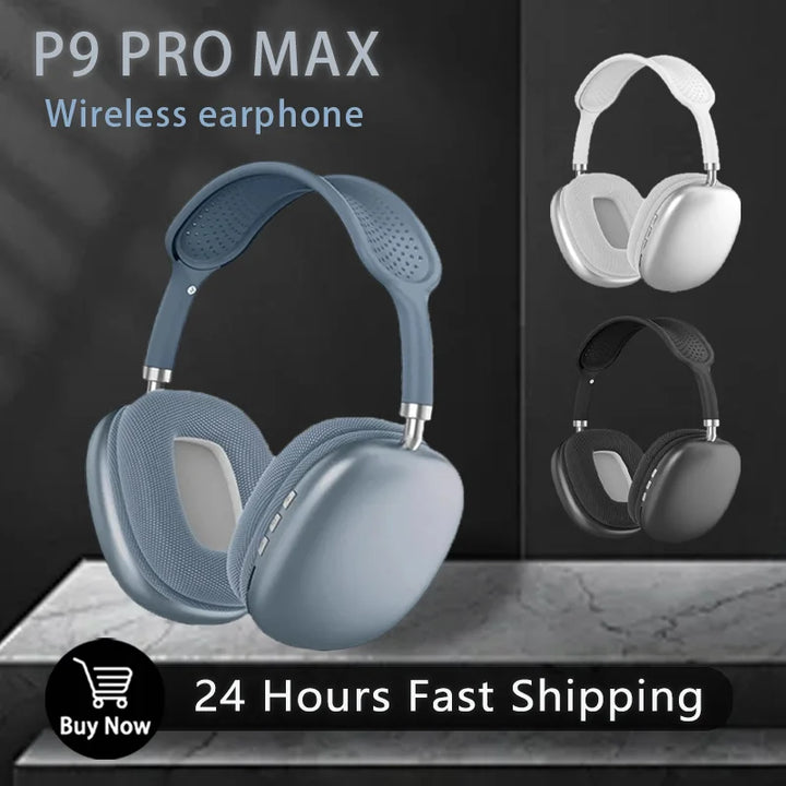 P9 Pro Max wireless earphones, equipped with microphone, stereo, waterproof sports earphones, and C-shaped telescopic earphones