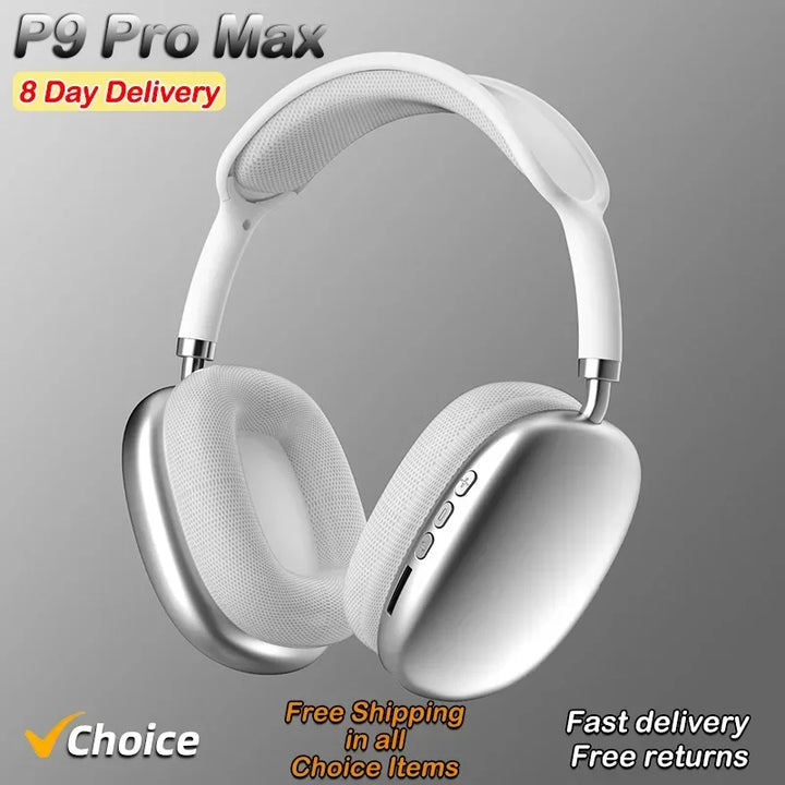 New Air Max P9 Pro Wireless Bluetooth Headphones Hifi Stereo Noise Cancelling Waterproof Mic Pods Over Ear Sports Gaming Headset